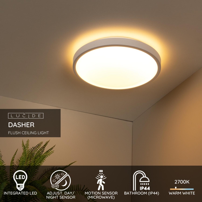 Lucide DASHER - Zapustené stropné svietidlo Kúpeľňa - Ø 41 cm - LED - 1x24W 2700K - IP44 - Biela
